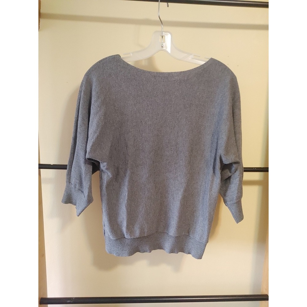 89th Madison Slouchy Sweater Silver Studded Raglan Sleeve Off Shoulder Sz M - Picture 9 of 9